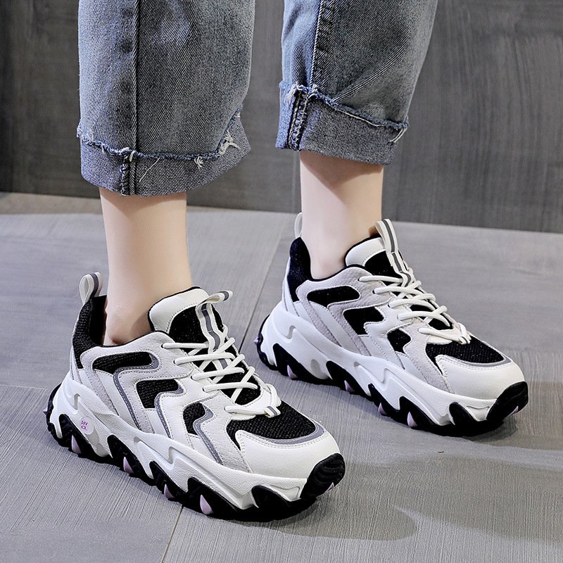 2021 fall new reflective women's thick-soled increased sports casual shoes women