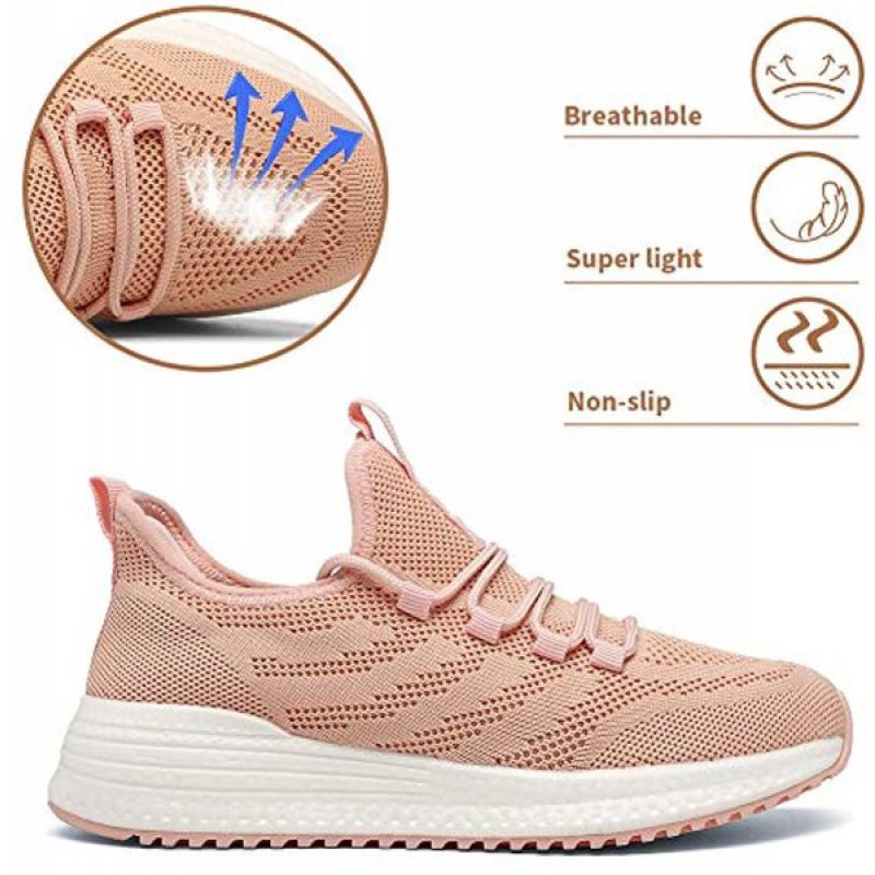 IPETSUN Women's Running Shoes Lightweight Non Slip Breathable Mesh Sneakers Sports Athletic Walking Work Shoes Pink