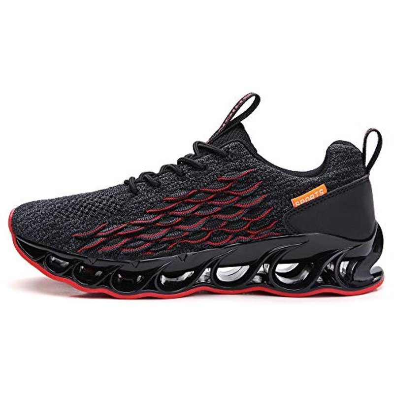 TSIODFO Sport Running Shoes for Mens Mesh Breathable Trail Runners Fashion Sneakers A050 Black Red