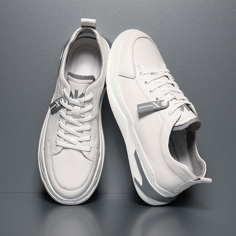 2021 autumn new men's shoes, leather casual white shoes, hot style trendy shoes lace up sports shoes trend