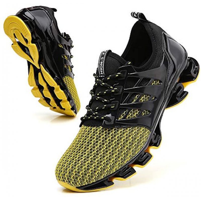 TSIODFO Sport Running Shoes for Mens Mesh Breathable Trail Runners Fashion Sneakers 8066 Yellow