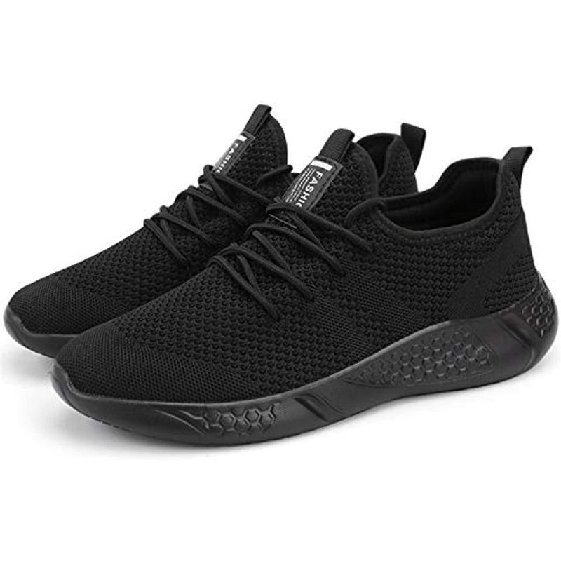 Damyuan Mens Lightweight Athletic Running Walking Gym Shoes Casual Sports Shoes Fashion Sneakers Walking Shoes Black-1