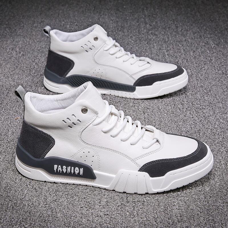 Autumn new white shoes men's casual men's shoes thick-soled trend sports shoes genuine leather shoes