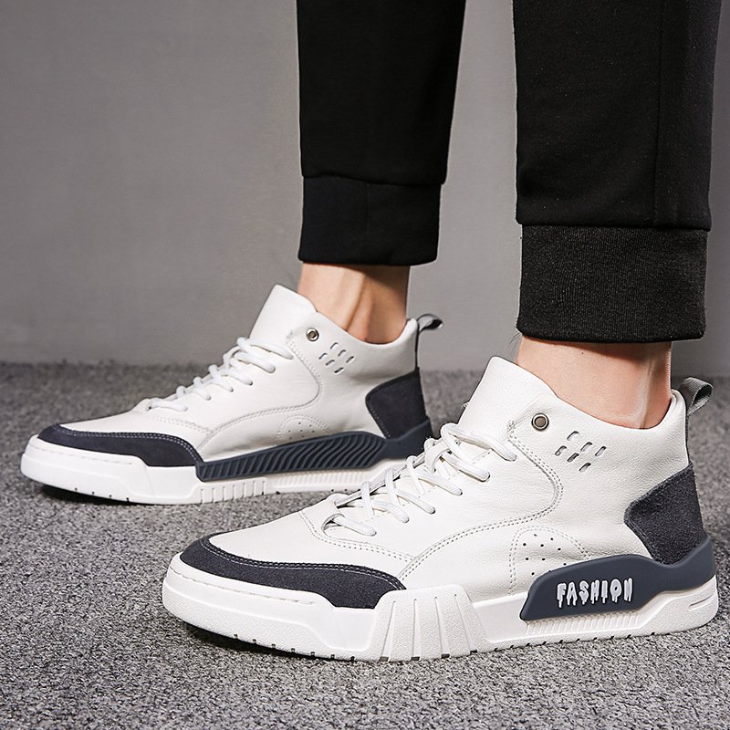 Autumn new white shoes men's casual men's shoes thick-soled trend sports shoes genuine leather shoes