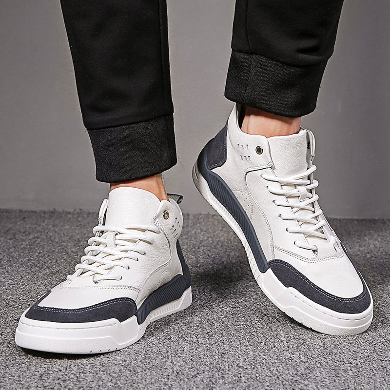 Autumn new white shoes men's casual men's shoes thick-soled trend sports shoes genuine leather shoes