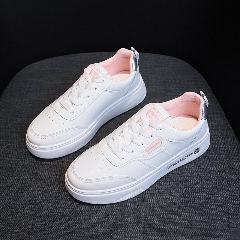 2021 spring new small white shoes female lace-up breathable student board shoes female flat running shoes