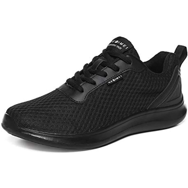 GESIMEI Men's Breathable Mesh Tennis Shoes Comfortable Gym Sneakers Lightweight Athletic Running Shoes All Black(upgrade)